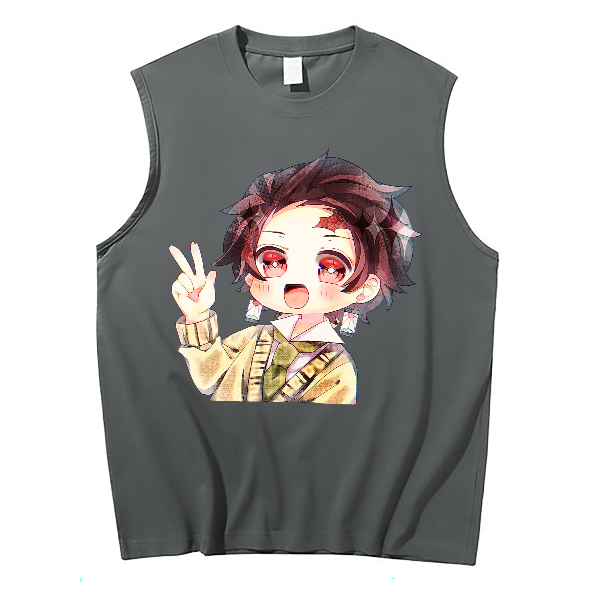 （画像用） 鬼滅の刃 竈門 炭治郎／かまど たんじろう Kamado Tanjirou コットン100％タンクトップ（フロントプリント）